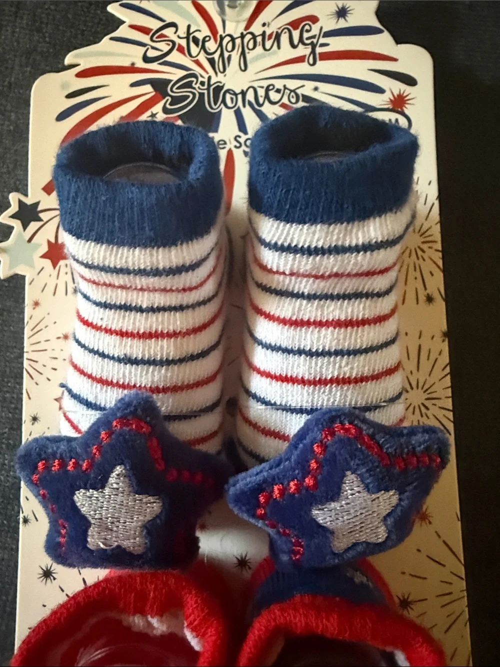 Stepping Stones Baby Red & Blue Star Rattle Sock Set 0-12 Months. 2 pairs.
